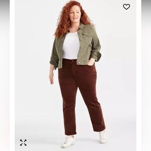 Macy’s Style & Co Plus Size High-Rise Straight-Leg Brown Corduroy Pants 28w